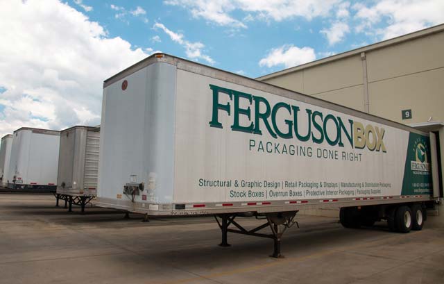 Ferguson Box trailer outside loading warehouse